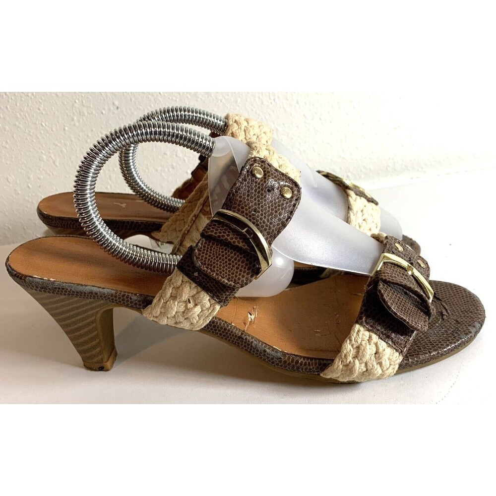 Slip-On Heels Buckle Straps Size 8 Vintage 90s Bohemian